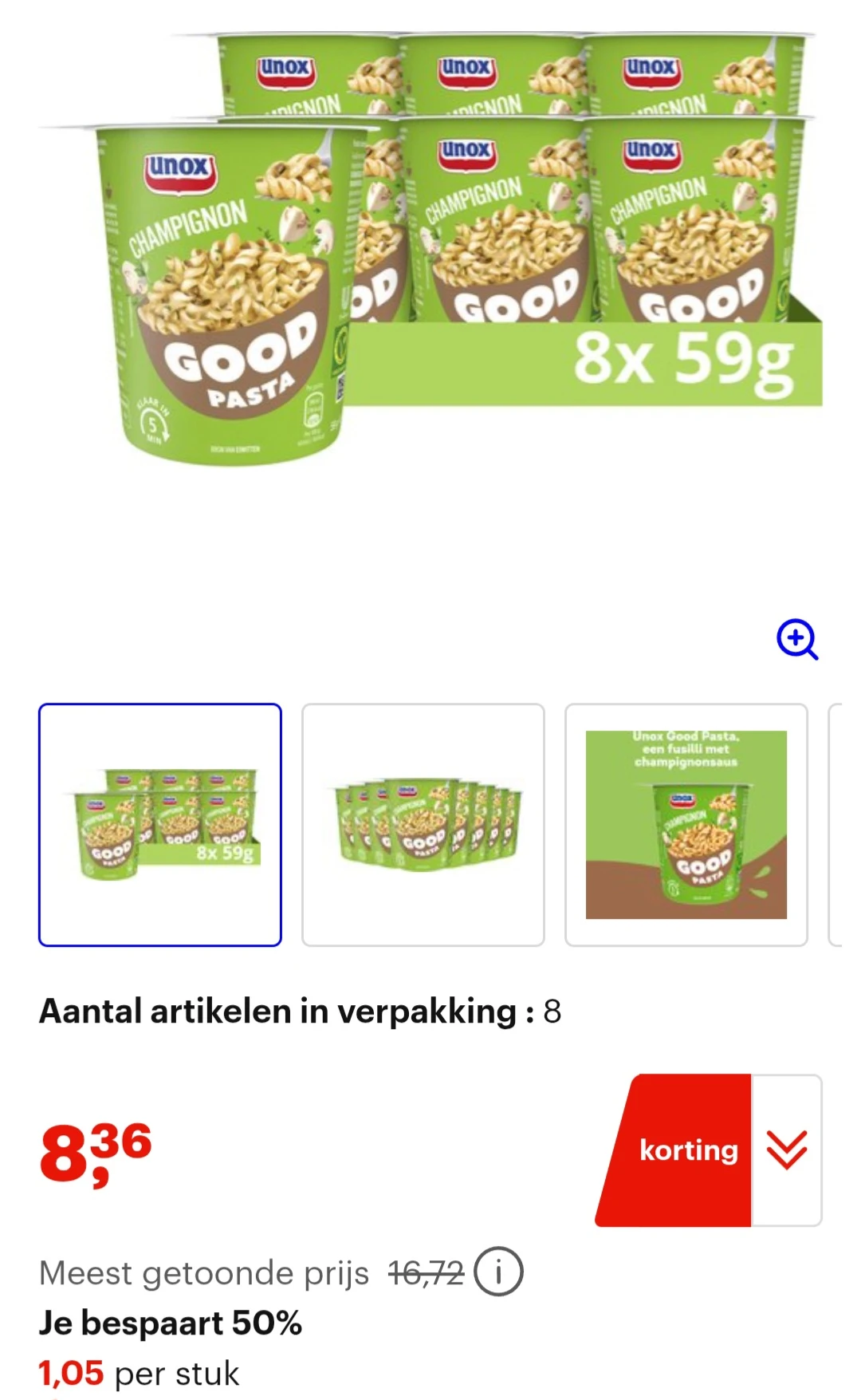 Unox pasta champignon 8x59g -50%