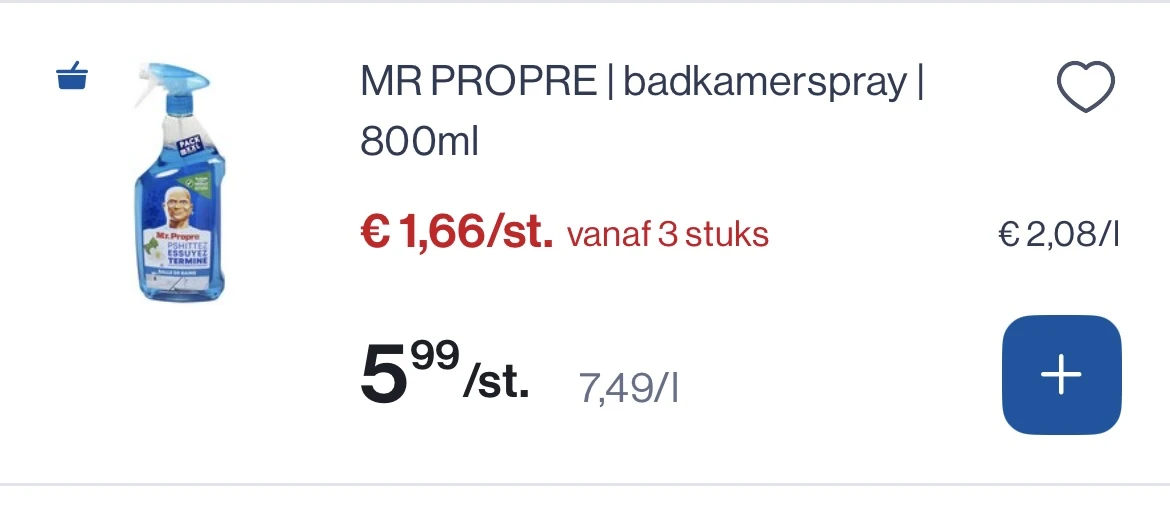 Mr propre badkamerspray 800 ml mooi koopje