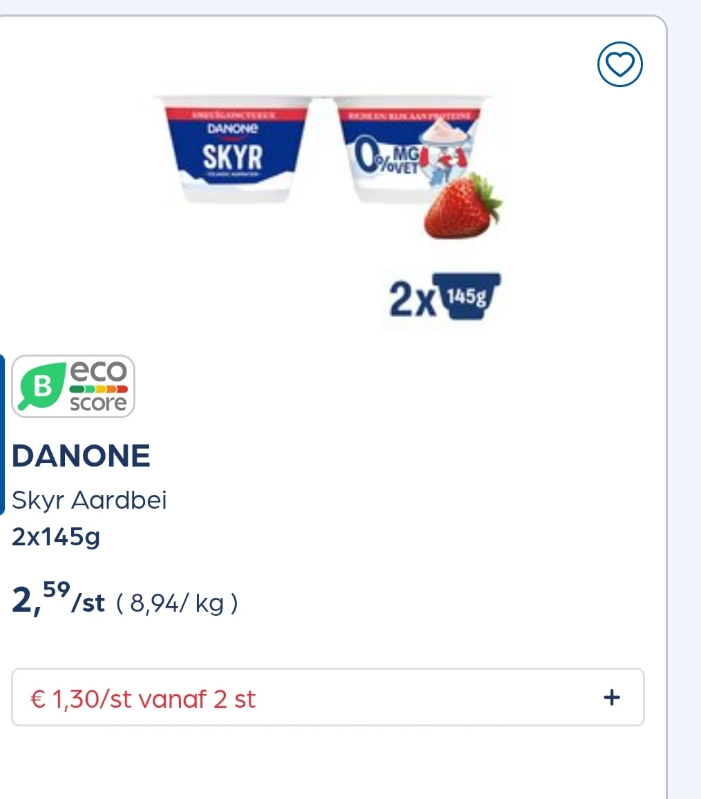 Danone skyr 50% goedkoper