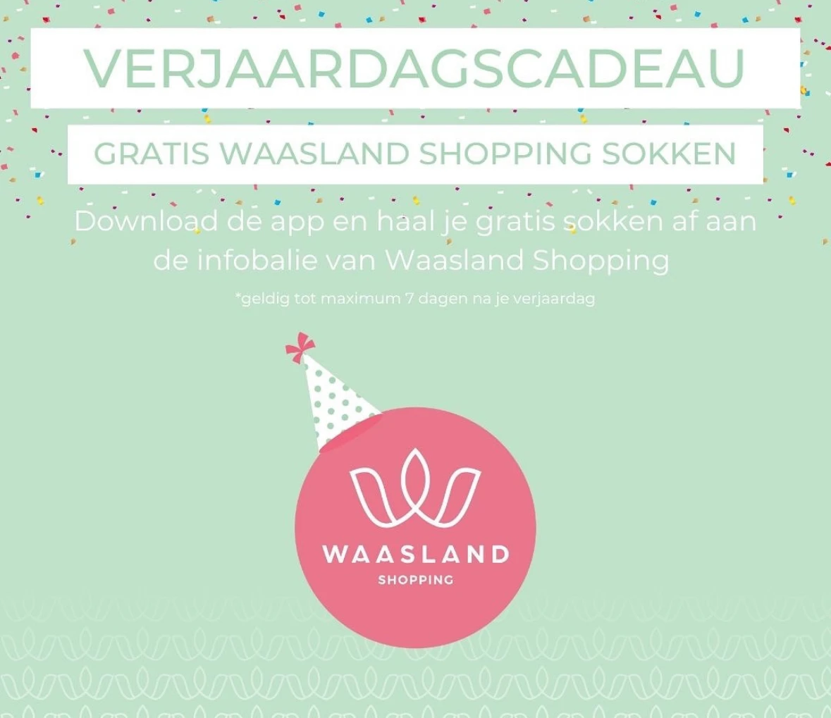 Gratis sokken cadeau jarige Waasland shopping