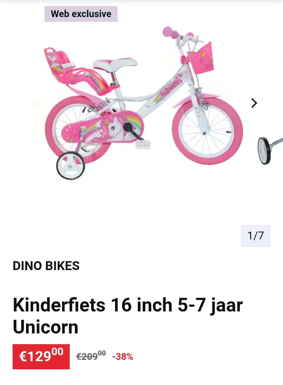 Dino Bikes kinderfiets 16 inch Unicorn -38%