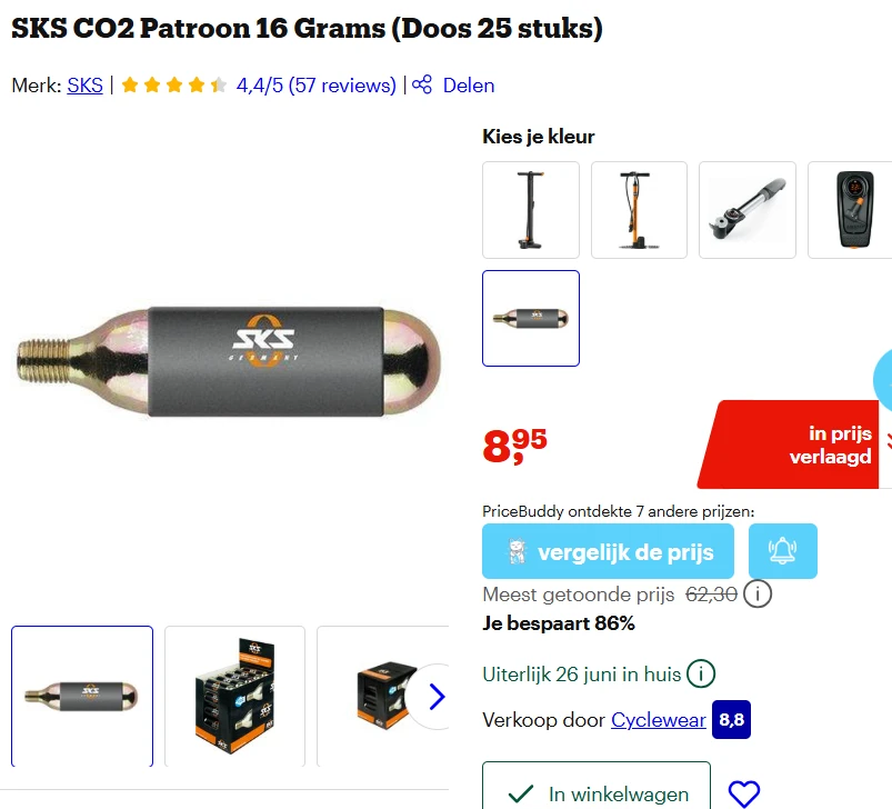 SKS CO2 Patroon om banden op te pompen (25 stuks)