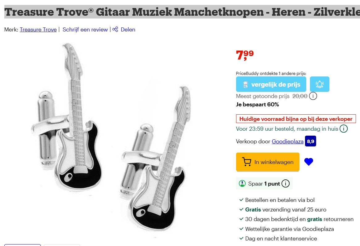 Treasure Trove - Gitaar manchetknopen