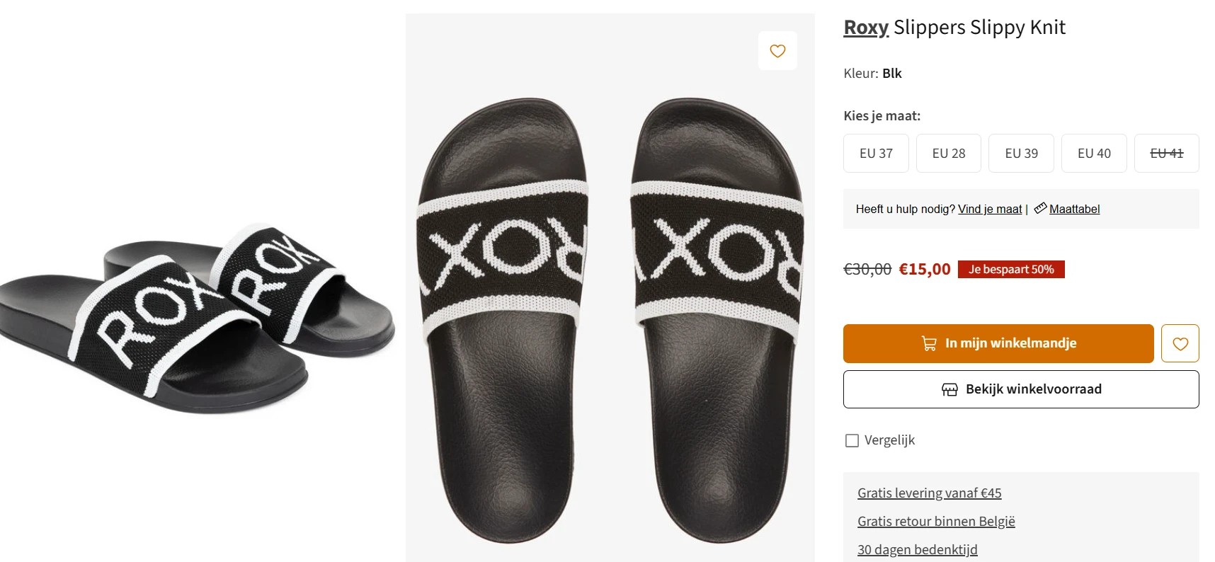 Roxy slippers voor €15,00 (50% voordeliger) bij A.S. Adventure