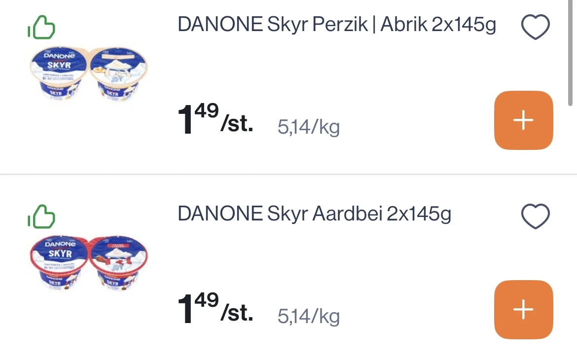 Danone Skyr 2x145 gram -50% reactie Albert Heijn