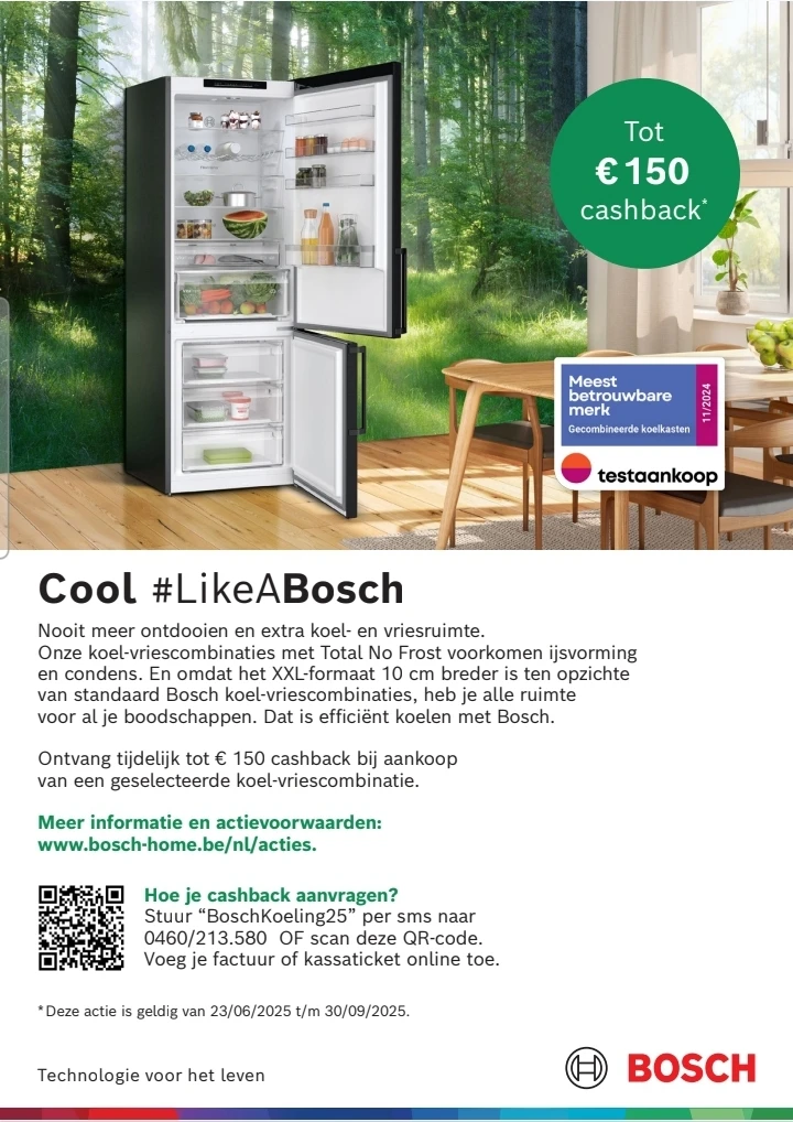 Cashback koel-vriescombinaties Bosch