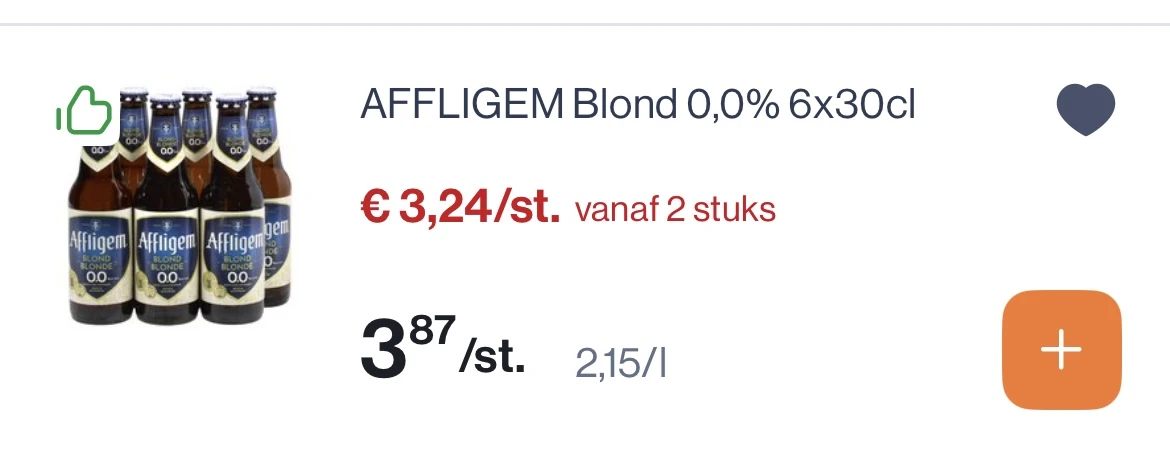 Affligem blond 0,0% 6x30 cl reactie Albert Heijn