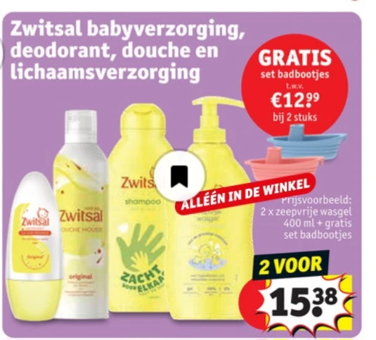 Gratis set badbootjes bij 2 stuks zwitsal