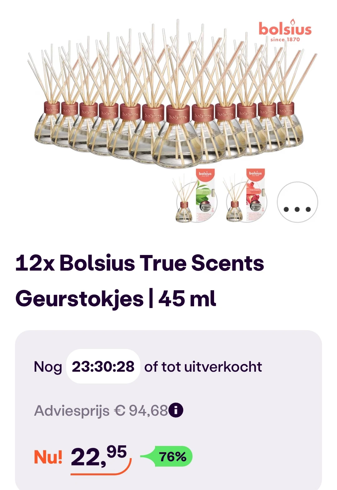 12x Bolsius true scents geurstokjes 45 ml -76%