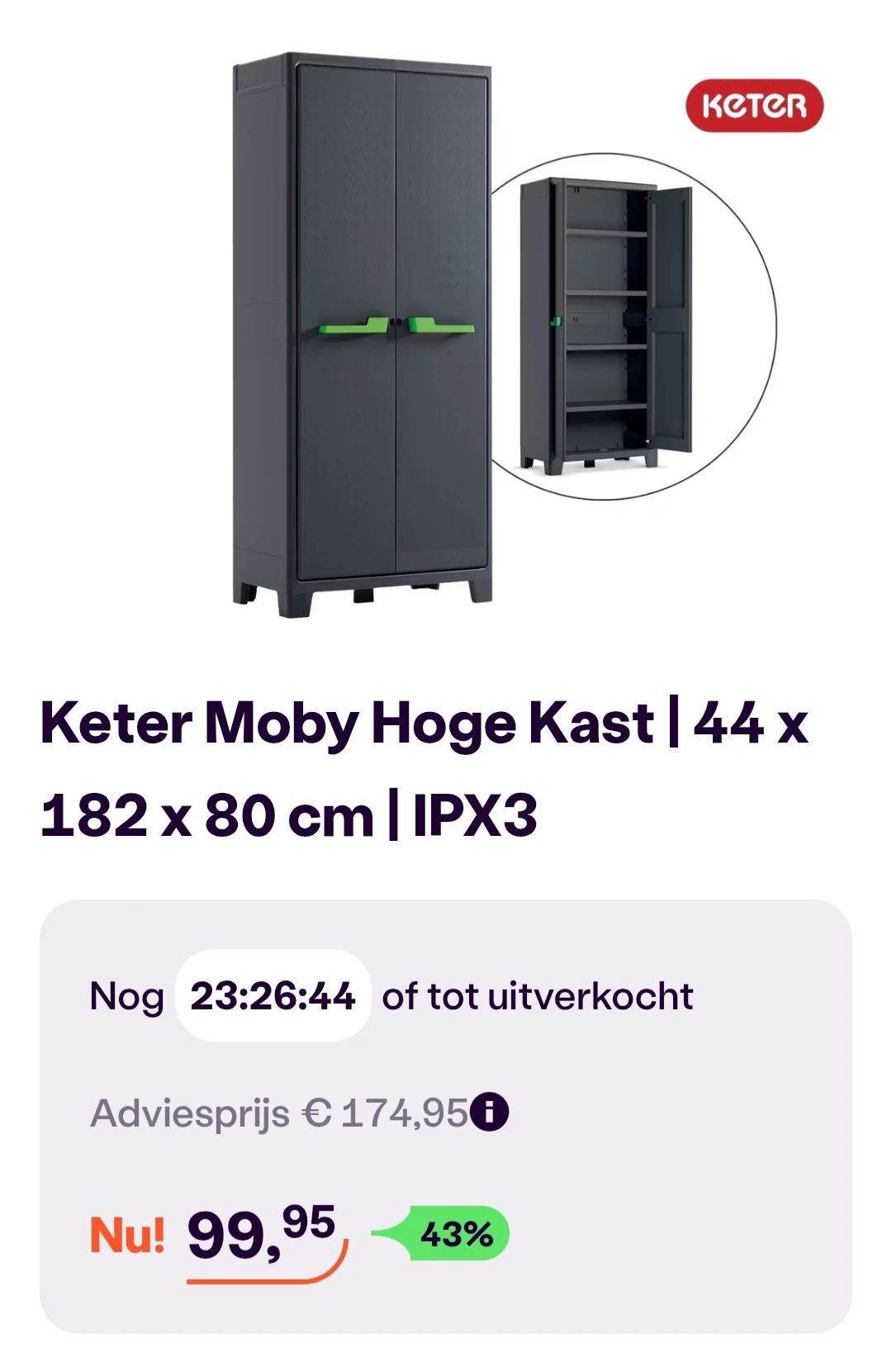 Keter Moby hoge kast -43%