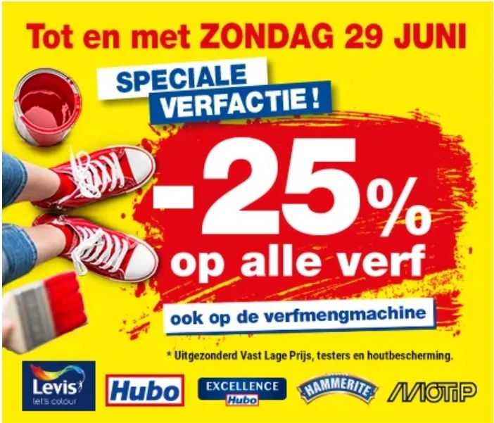 25% korting op alle verf bij Hubo