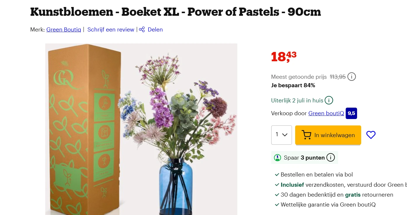 kunstbloemen set XL bij bol