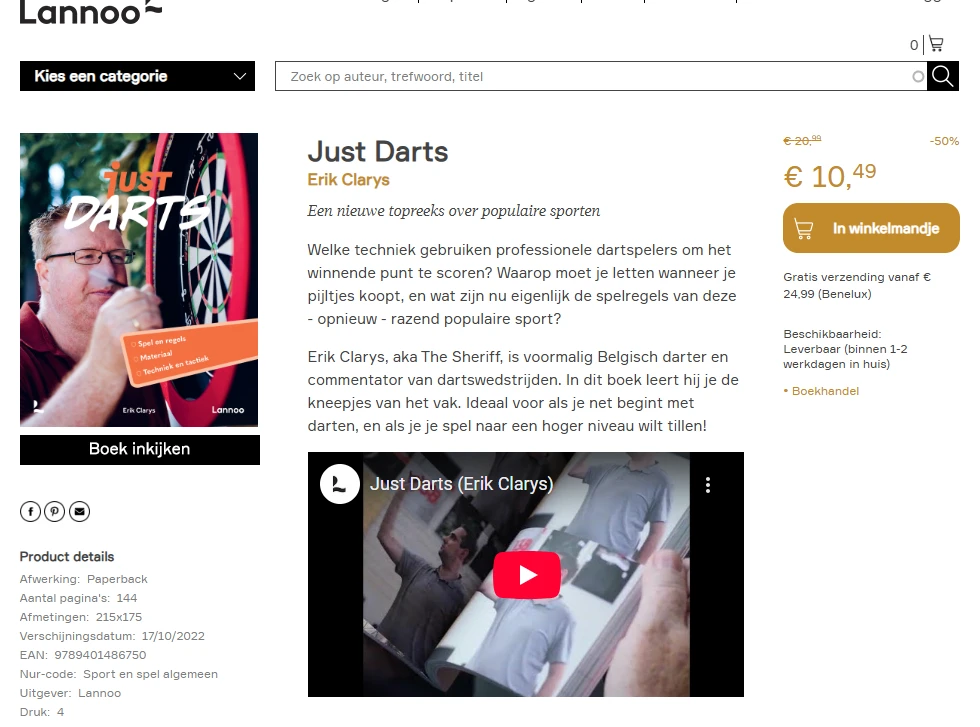 -50% boek Just Darts 🎯 Erik Clarys bij Lannoo