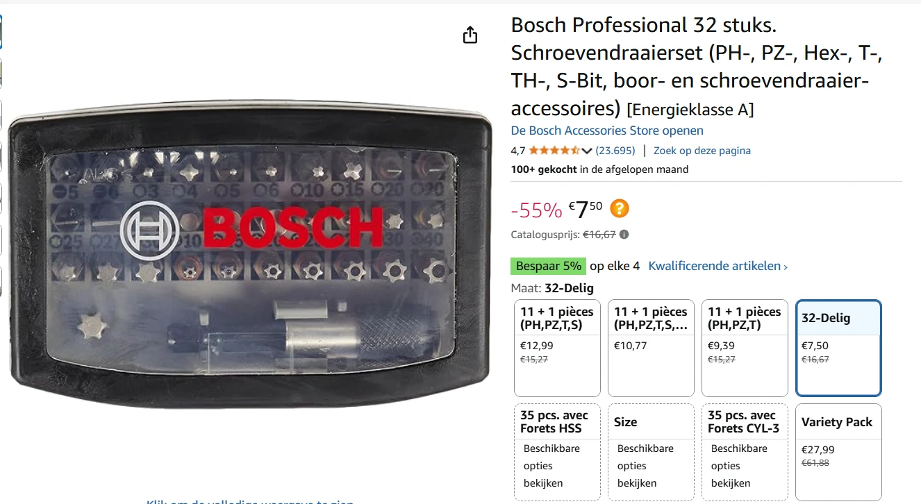 schroevendraaierset bosch bij amazon