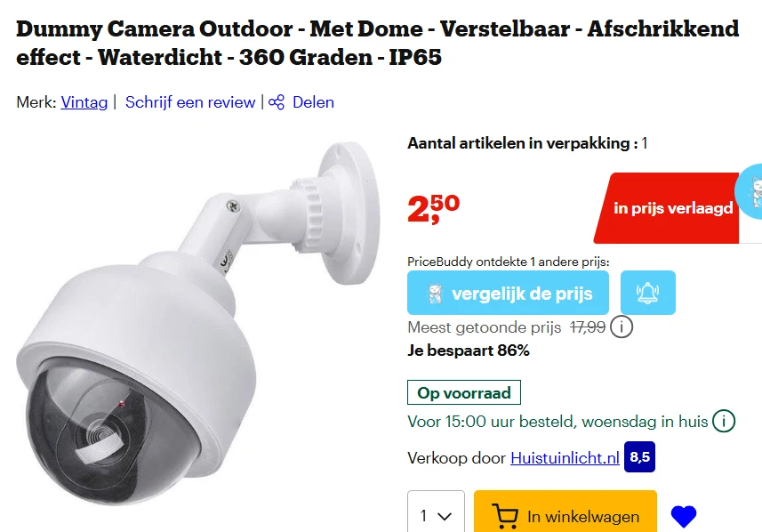 Dummy Camera Outdoor - Met Dome - Verstelbaar voor slechts 2.5€