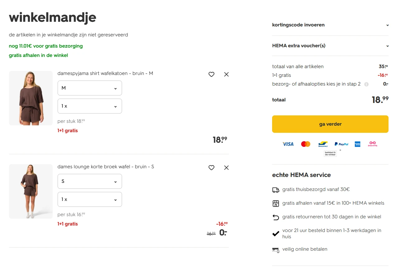1+1 nachtmode Hema
