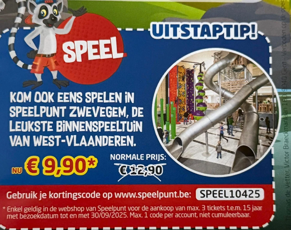 Kortingscode speelpunt Zwevegem