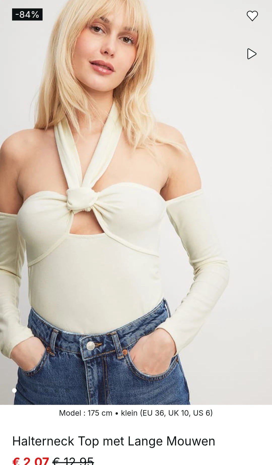 Halterneck wit top met lange mouwen -84% op na-kd.com