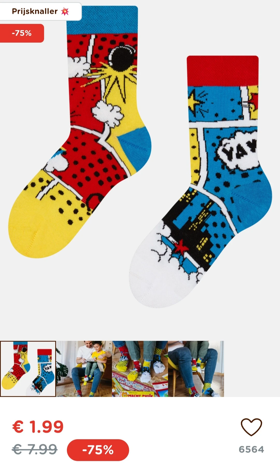 Vrolijke kindersokken Kleurrijke Strips -75% bij dedoles.be