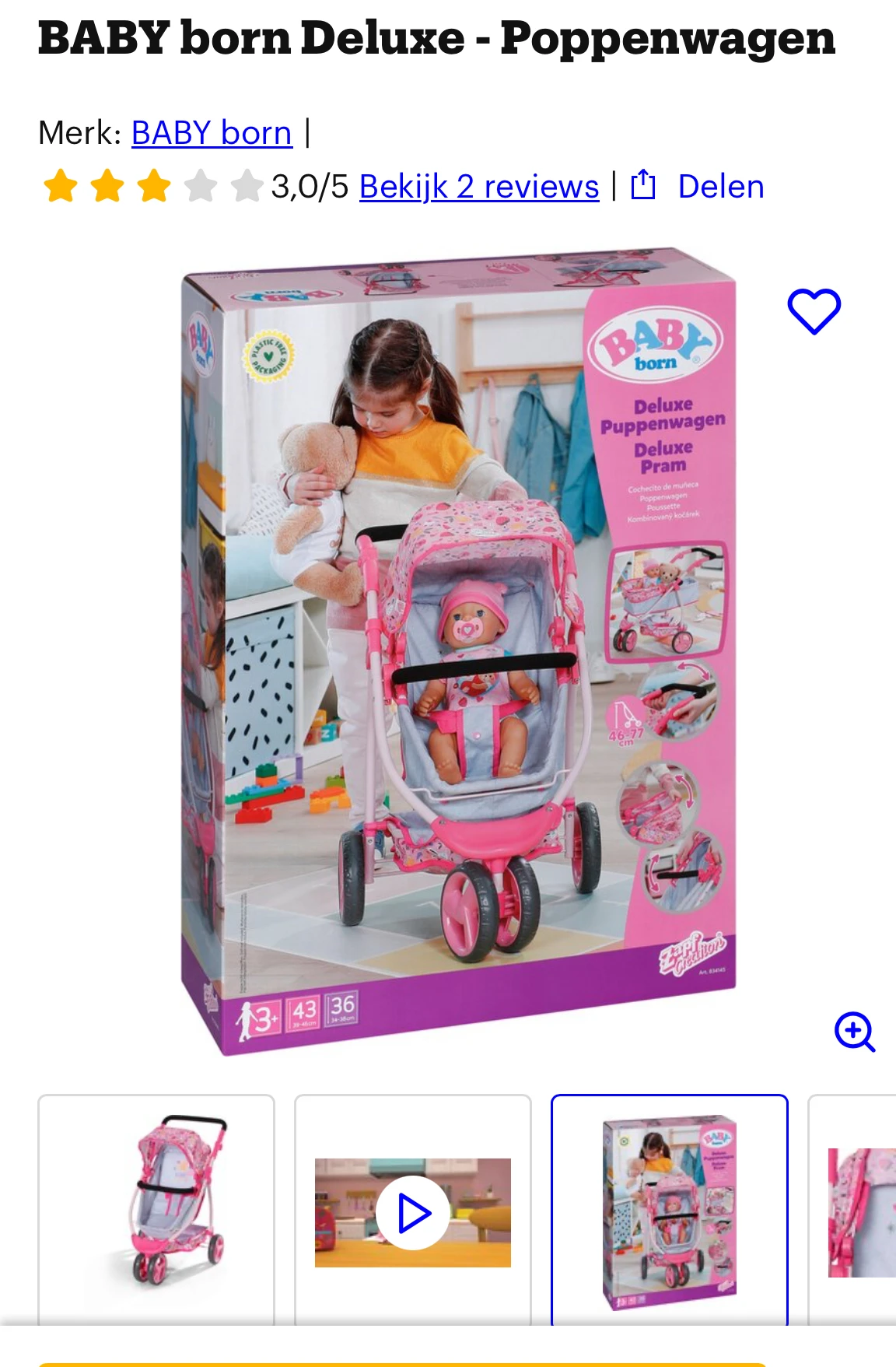 BABY born Deluxe Poppenwagen goedkoper bij Bol