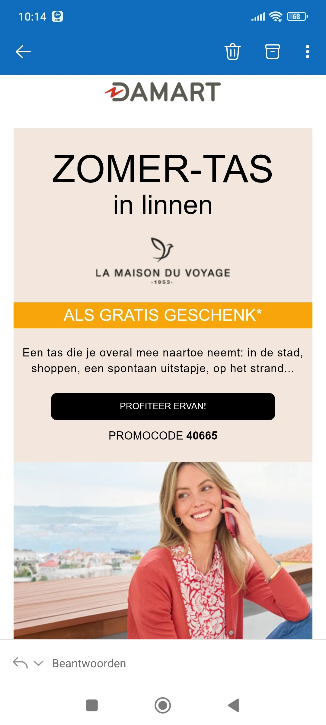 Gratis zomertas bij damart
