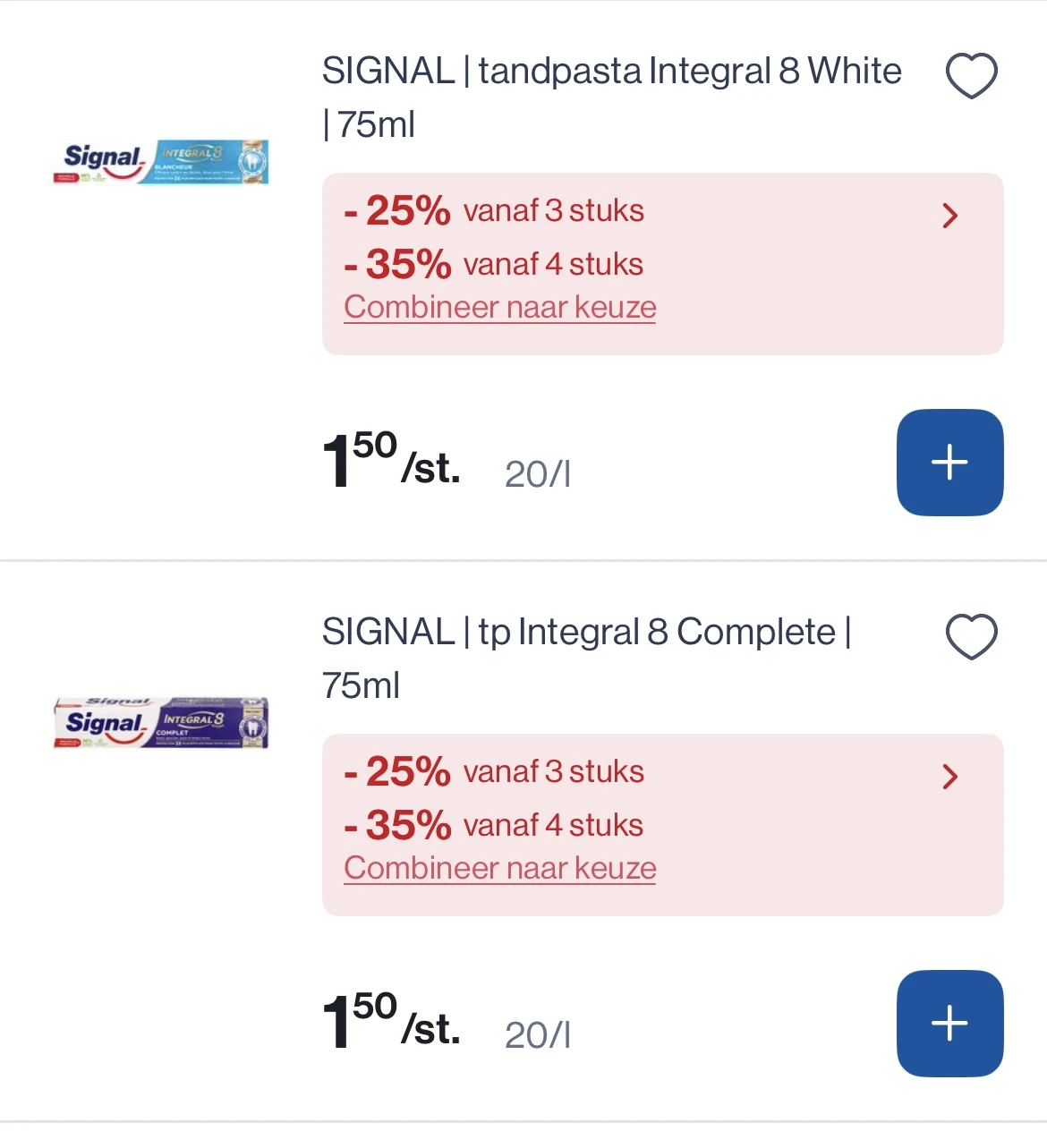 Signal tandpasta integraal 8 tot -35% extra