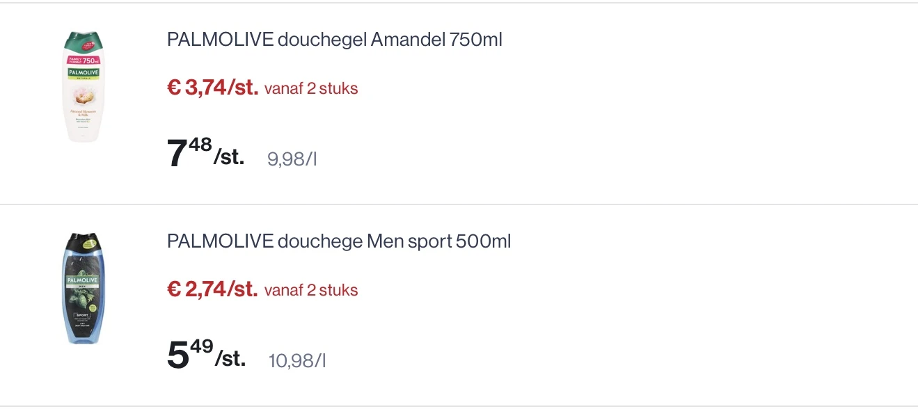 Palmolive douchegel -50%