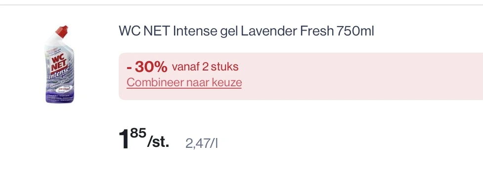 Wc net intense gel lavender fresh -30% bovenop reactie Delhaize