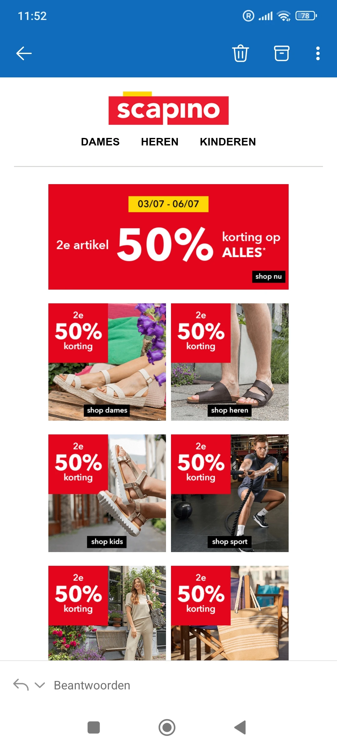 2e artikel aan -50% bij scapino