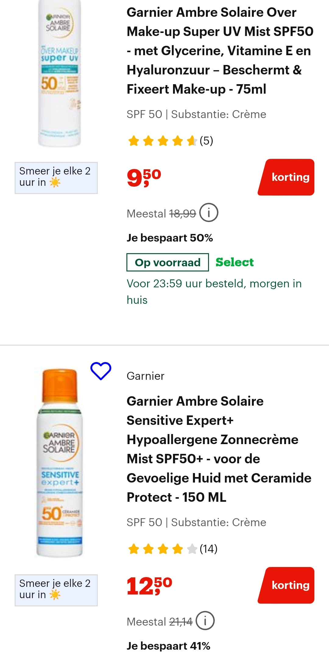Zonnecrème tot 50% korting op bol
