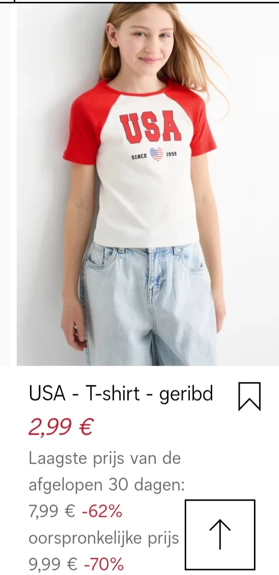 USA geribd t-shirt -70% op c-and-a.com