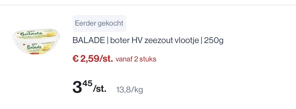 Balade boter met of zonder zout -25% korting