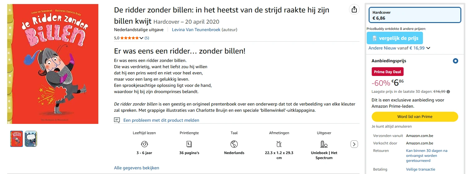 Grappige kinderboeken van de ridder zonder billen, de prins zonder billen, ... met 60% korting op Amazon BE