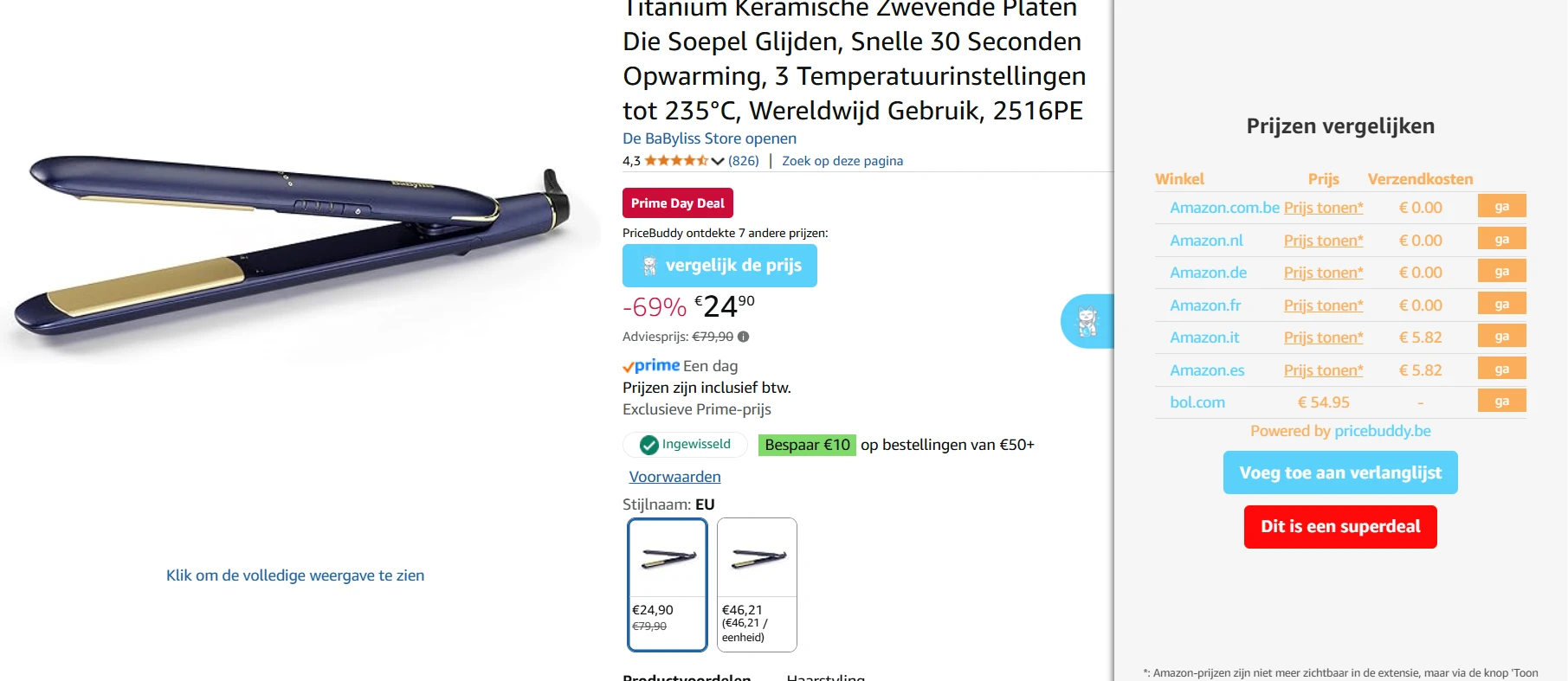 Prime Deal: BaByliss Midnight Luxe Stijltang