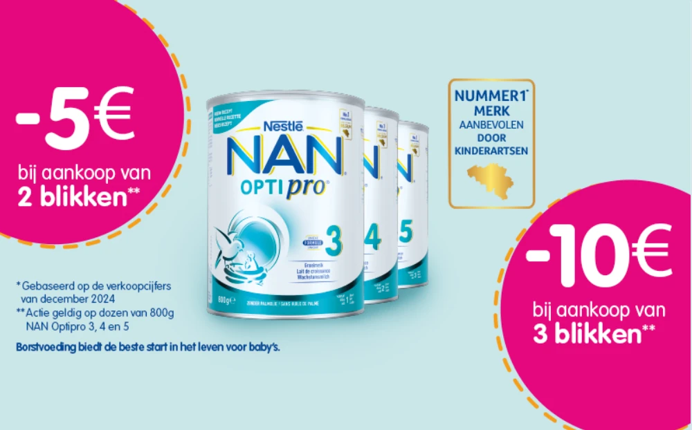Tot -€10 op Nestlé Nan OPTI Pro melkpoeder 👶 via cashback Hashting
