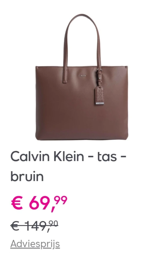 Calvin klein bruine tas op veepee.be