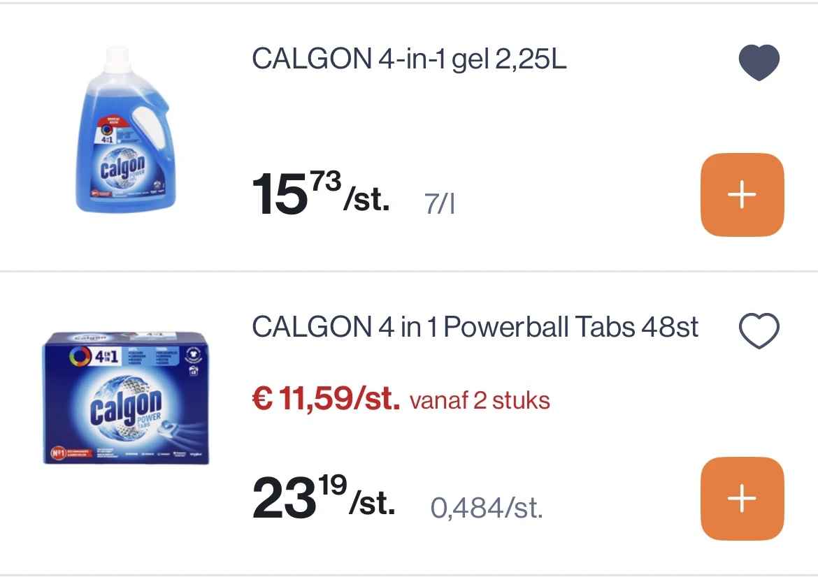 Calgon gel en tabs aan mooie prijs reactie Delhaize
