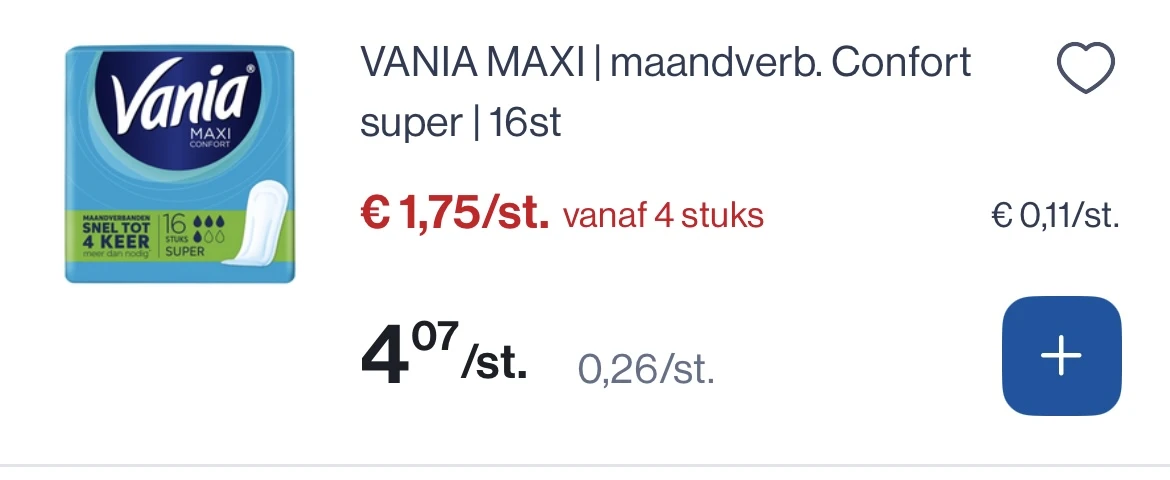Vania maxi maandverband confort super 16 stuks met mooie korting
