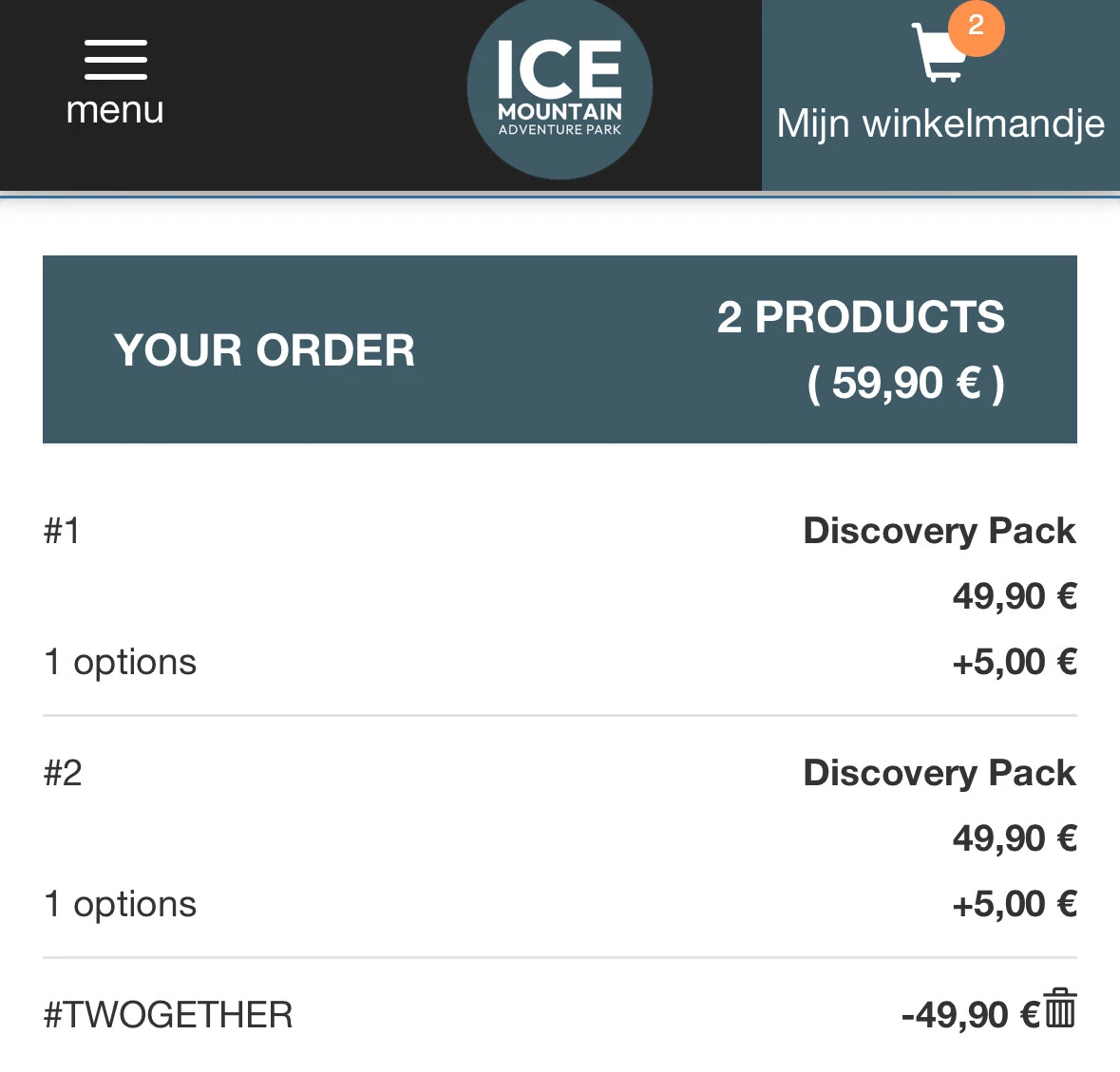 Indoor skydiving ice Mountain zomeractie