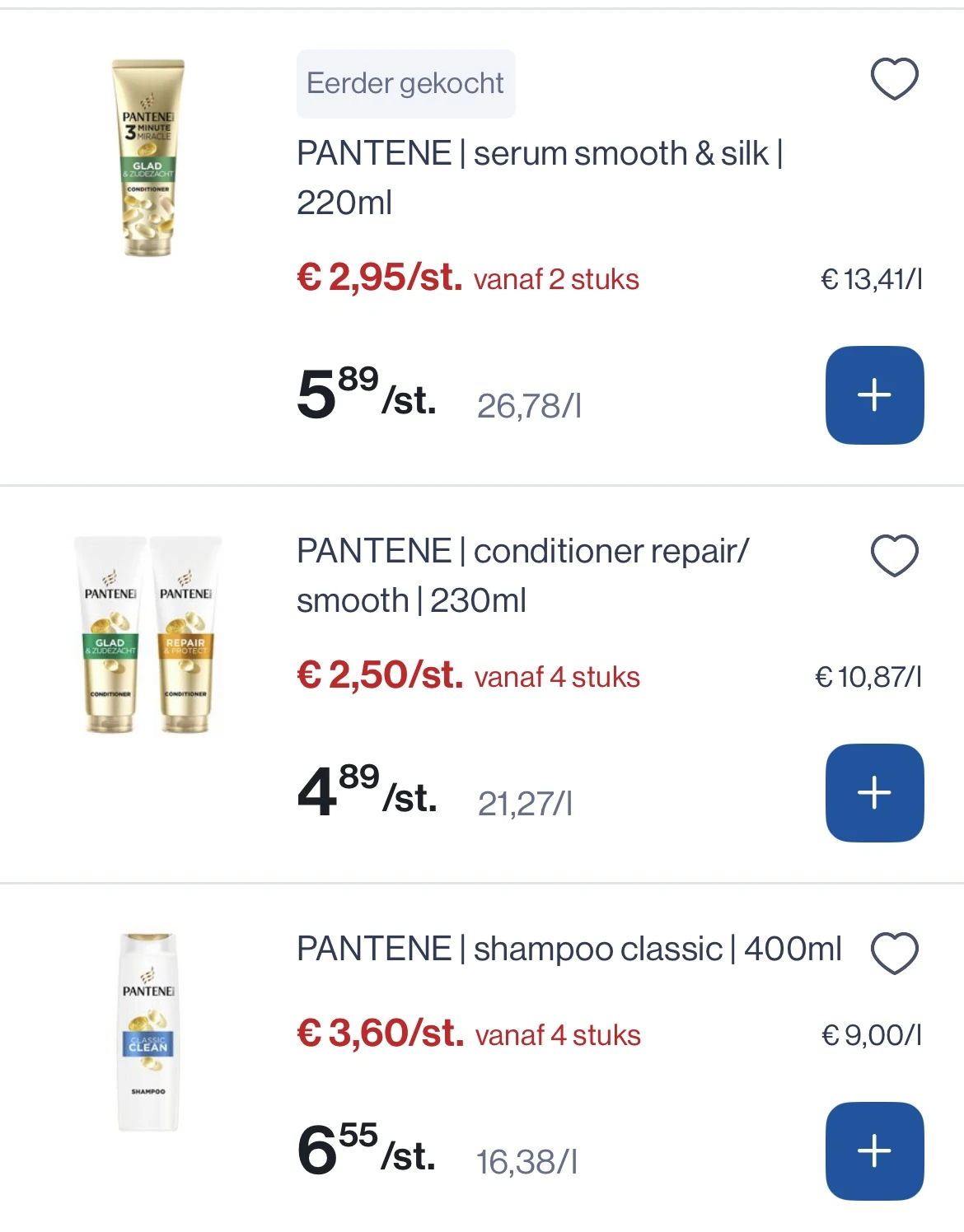 Verschillende pantene producten tot -50% reactie Kruidvat