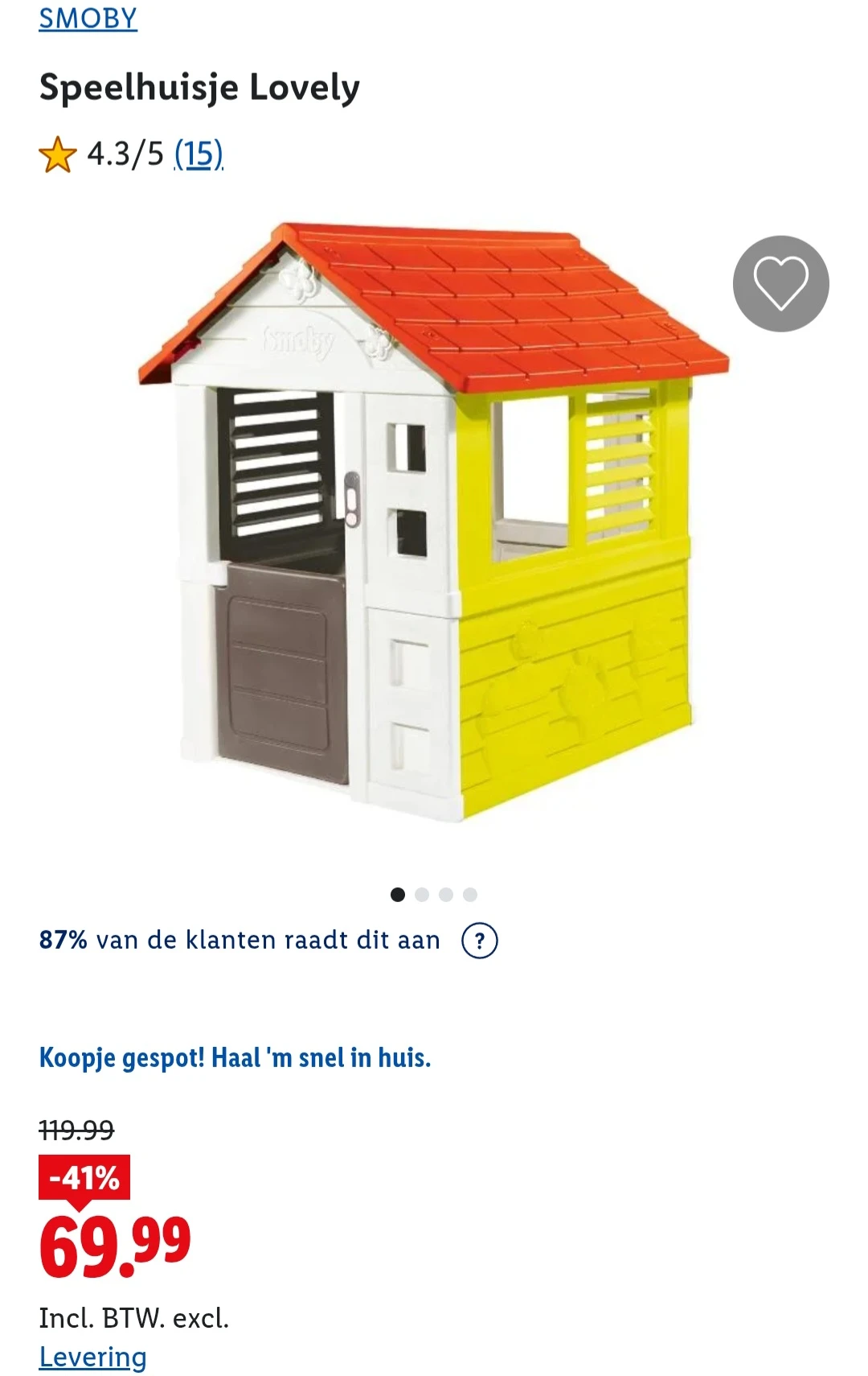 Smoby speelhuisje -41% op lidl.be