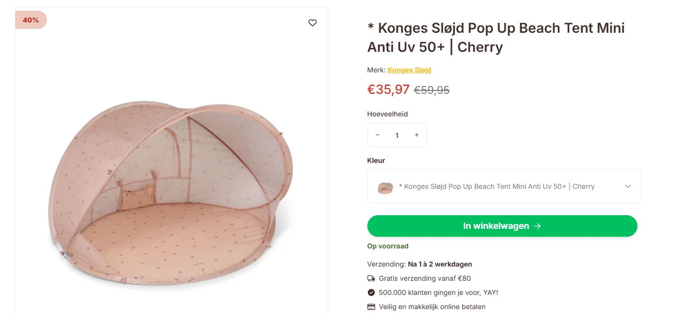 -40% op Anti-UV strandtentjes 💛 Konges Sløjd