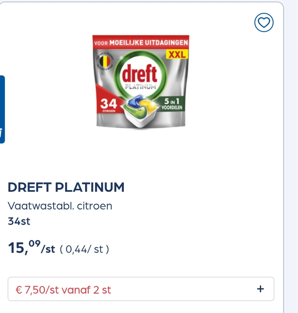 Dreft platinum vaatwastabl. citroen 34st -50%
