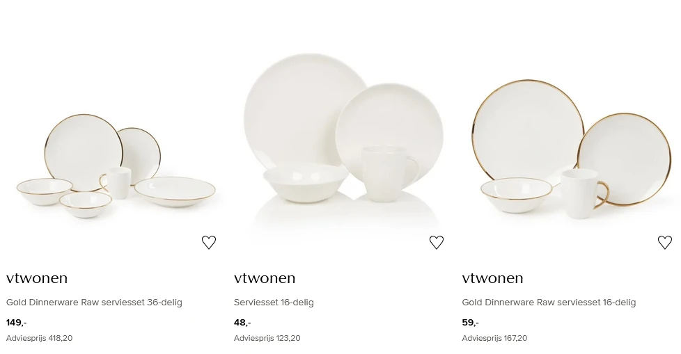 65% korting op servies VT Wonen