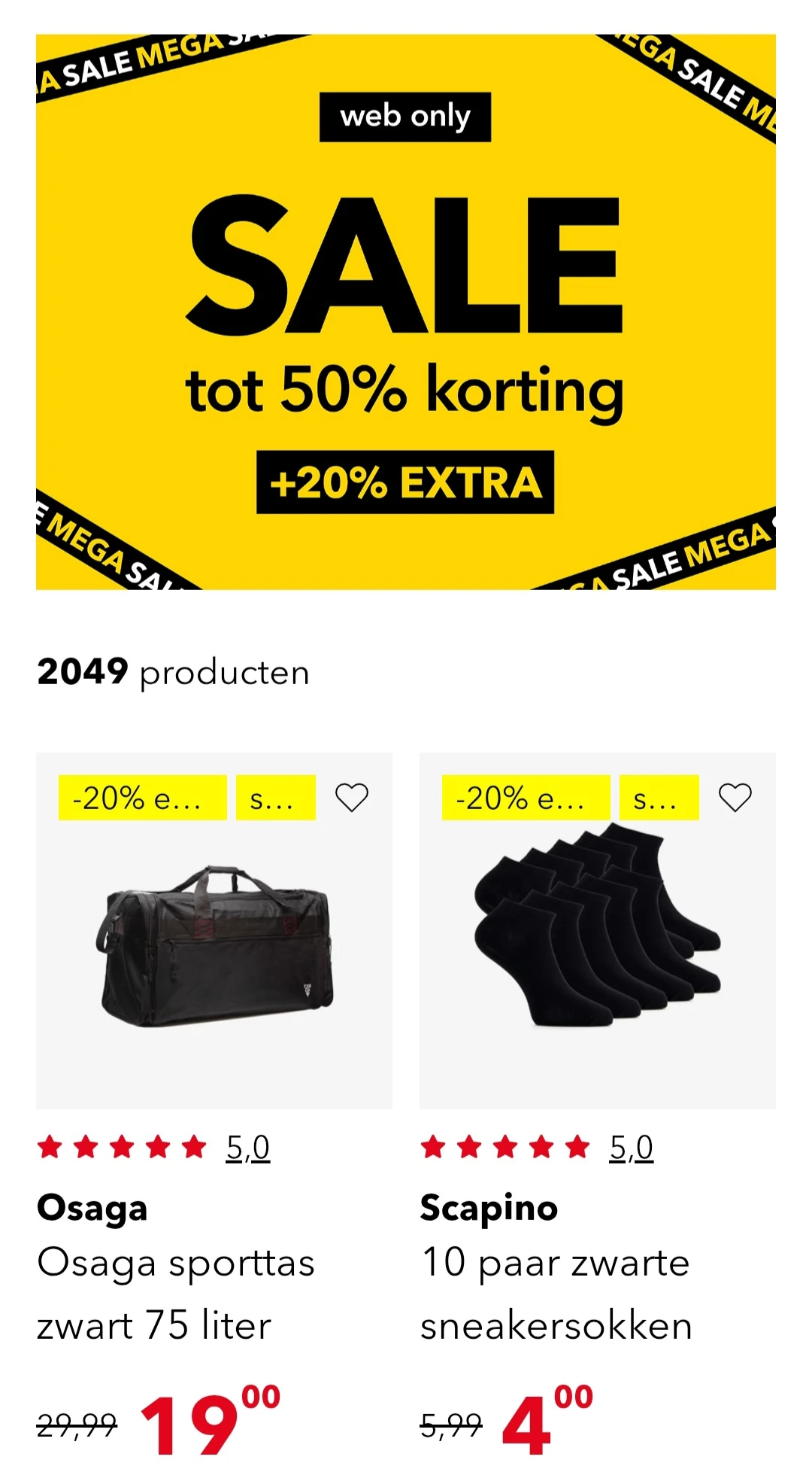 Enkel vandaag -20% extra op sale bij scapino.nl