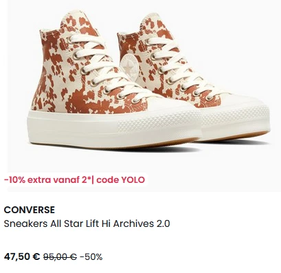 50% korting + 10% extra op Converse schoenen bij La Redoute