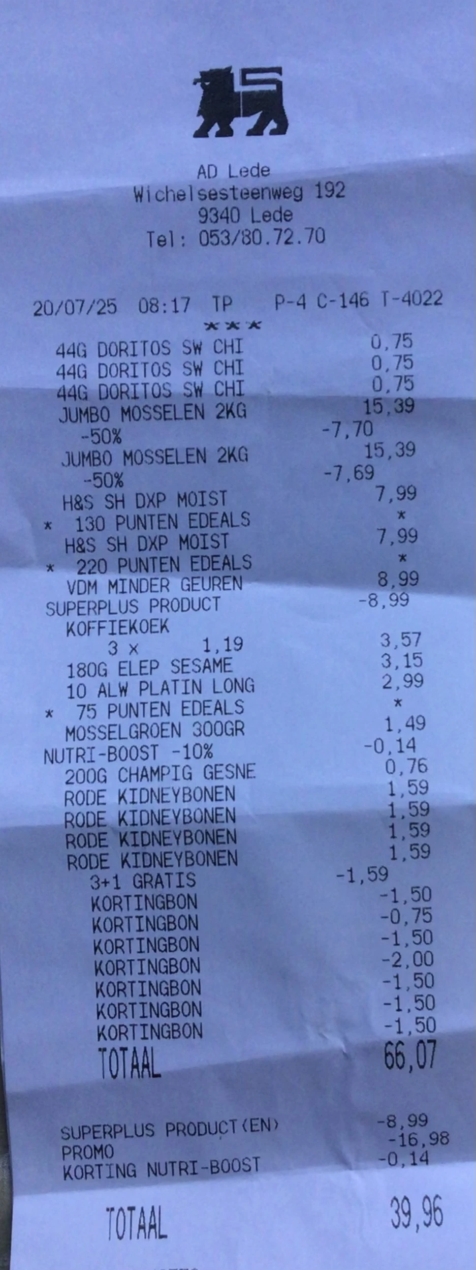 Koopjes Delhaize mosselen -50%