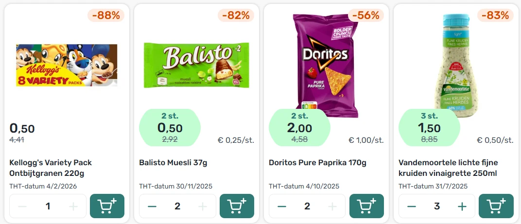 Kellog's Mini, Balisto, Doritos en Vandemoortele dressing tot -83%