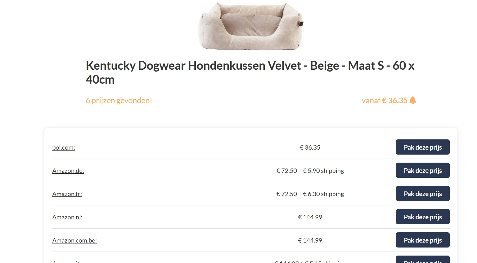 hondenkussen bij bol van kentucky