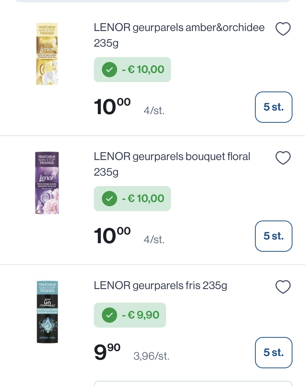 Verschillende Lenor geurparels met dubbele korting -50% extra